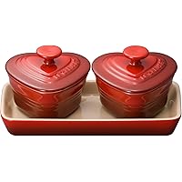 ル・クルーゼ(Le Creuset) 耐熱容器 プチ・ラムカン・ダムール・セット チェリーレッド 耐熱 耐冷 電子レンジ オーブン 対応 結婚祝い 記念日 ブライダル ギフト プレゼント 引出物 【日本正規販売品】