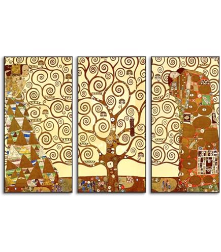 Amazon.co.jp: クリムト 生命の樹 アートパネル 3枚 飾り絵 Gustav