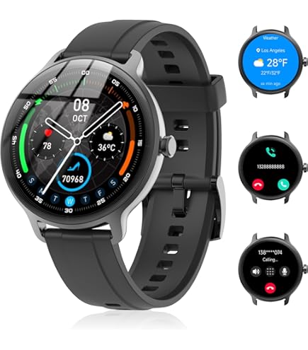 AIEK Smartwatch 4G LTE, Orologio intelligente GPS con fotocamera rotante estraibile, 2 G RAM 16 GB ROM, touch screen AMOLED da 1,76 pollici 1520 mAh SIM per uomo e donna (Nero