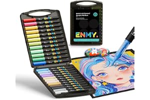ENMY 24色セット 直液式 アクリルマーカー イラストマーカー 水性 筆ペン アートマーカー 美術 漫画 ファブリック 編み物マーカー キャンバス/ガラス/木 布用ペン テキスタイル用 大人 カラーペン