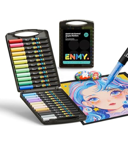 Amazon | ENMY ブラックボックス 24色セット 直液式 アクリルマーカー