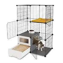 Amazon.co.jp: Topzoo 猫 ケージ トイレ付き 2段 トイレ一体型 防臭