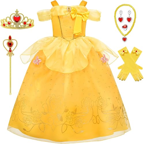 Girls Princess Dress Up Birthday Party Luxury Cosplay Costume Outfit with Accessories