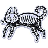 REAL SIC スケルトン 猫ピン - オカルト黒猫ラペルピン - ハロウィン魔女エナメルピン ジャケット、バックパック、帽子、バッグ&トップ用アクセサリー