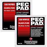 PEC-PAD 糸くずが出ないワイプ 4x4インチ 100枚入りパック 2パック