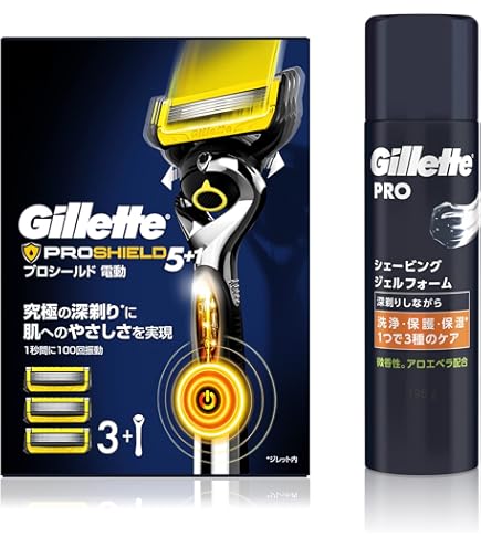 Amazon.co.jp: ジレット プロシールド 髭剃り 本体+替刃2コ付