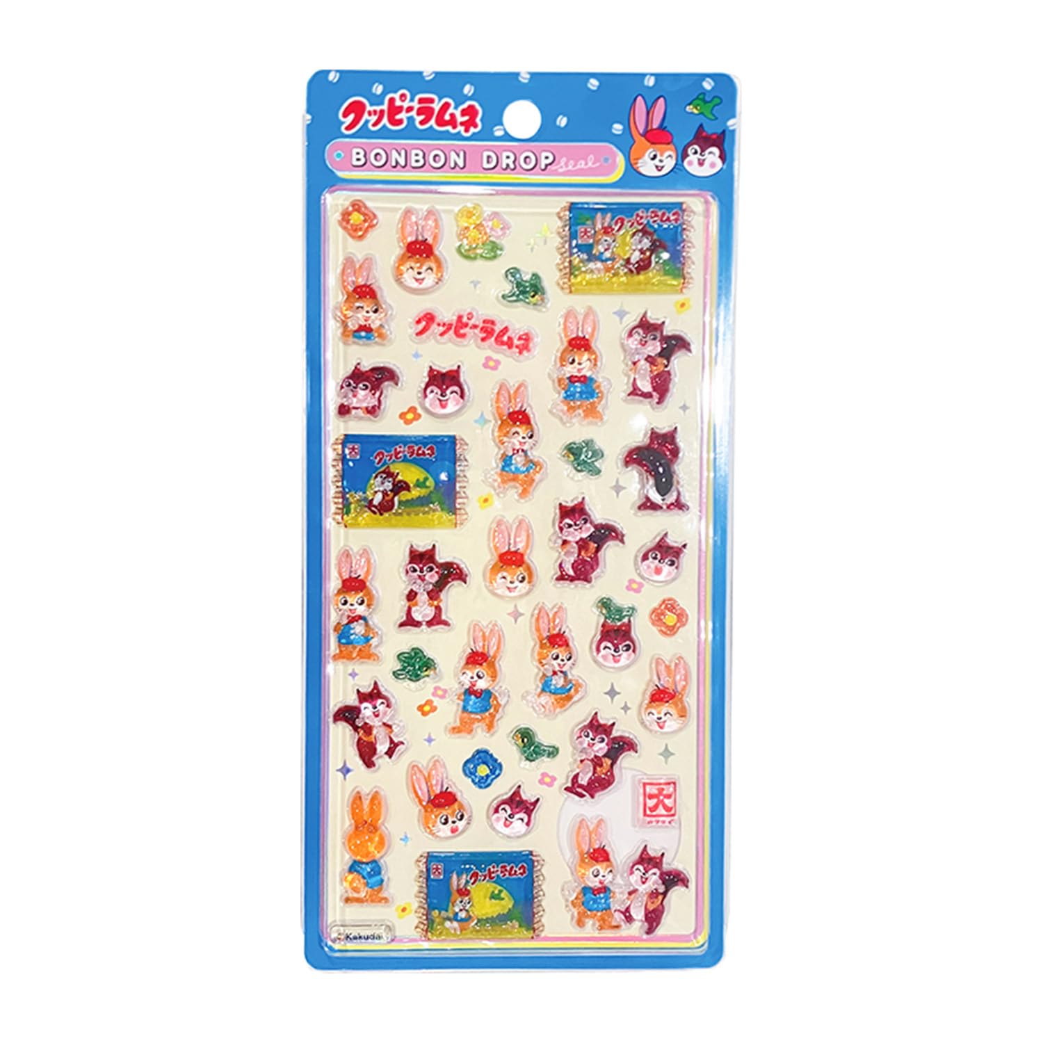 ジェイズプランニング ボンボンドロップシール クッピーラムネ 立体シール デコレーションシール お菓子キャラクター ステッカー 台紙サイズH20×W9.5cm BDS004