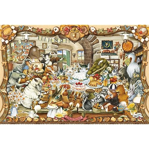 やのまん(Yanoman) 【日本製】1000ピース ジグソーパズル わちふぃーるど WACHIFIELD ダヤンのスイーツパーティ (50ｘ75cm) 10-1426 ピース請求ハガキ のり付き へら付き サービスカード付 ジグソーパズルのトリセツ