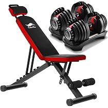 Amazon | トレーニングベンチ＋可変式 ダンベル 24kg アジャスタブル 