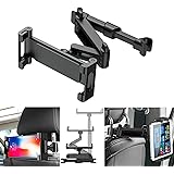 タブレット 車載ホルダー 後部座席 【新登場】 ヘッドレスト ホルダー 伸縮アームスタンド ヘッドレストシャフト取付範囲約12cm～15cm 折り畳み式 360度回転 充電可能ホール付 簡単取付 転落防止 防振 タブレット&スマホ兼用 4.7～12.