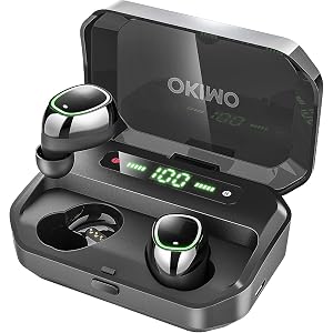 【第2世代 3500mAh IPX7完全防水】 OKIMO Bluetooth イヤホン LEDディスプレイ ワイヤレスイヤホン Hi-Fi 高音質 最新Bluetooth5.0+EDR搭載 3Dステレオサウンド 完全ワイヤレス イヤホン 自動ペアリング ブルートゥース イヤホン AAC対応 左右分離型 Siri対応 音量調整可能 超大容量充電ケース付き 電池残量インジケーター付き iPhone/ipad/Android適用 (ブラック)