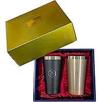 【名入れ無料】 サーモタンブラー ペア 真空断熱 二重構造 ステンレス ブラック&ゴールド 340ml ギフトセット 記念日 プレゼント