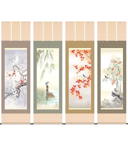 Amazon.co.jp: 玉峰 水墨山水 尺五立 日本画 掛け軸 掛軸 風景画 山岳