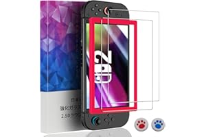 EvoAce Switch 2 ガラスフィルム【2枚セット・専用枠付・自動位置合わせ】強化 ガラス 高透過率 画面保護フィルム 全面保護 Switch 2 フィルム 強化ガラス 高光沢 Switch 2 保護フィルム スイッチ2対応 高硬度9H 日本