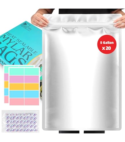 PackFreshUSA Gallon Mylar Bags With Oxygen Absorbers – 50 Pack 5 Mil Seal-Top Storage For Food, Seeds & Long-Term Prep 8 thumbnail image