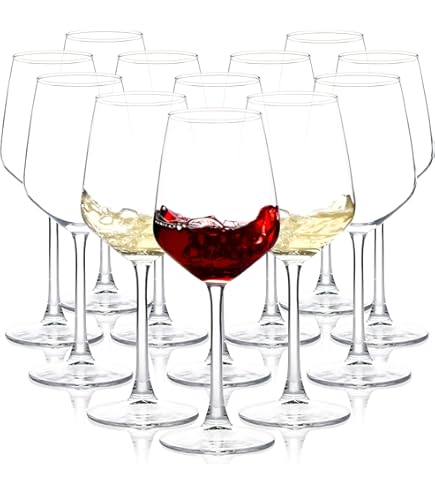 12-Piece Wine Glasses Set - 13 Oz Heavy Base Drinking Glasses For Cocktails & Whiskey