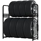 MEICHEPRO タイヤラック タイヤスタンド 2段式タイヤラック 8本タイヤ収納 耐荷重300kg幅111.5cm×奥行38cm×高さ103.5cm