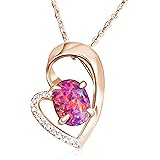 Hearts Art Australia| Jewellery gifts for women| Modern Fire Opal Heart Pendant| 45-50cm Sterling Silver Chain|9x7mm Created 