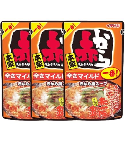 Amazon.co.jp: イチビキ ストレートタイプ 赤から鍋スープ 3番 750g×2