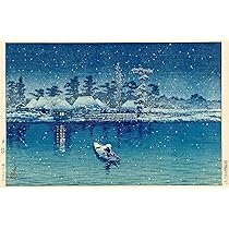 版画　神田駿河台 Amazon.co.jp: 川瀬巴水 版画 牛堀 原寸ポスター39x25.3cm