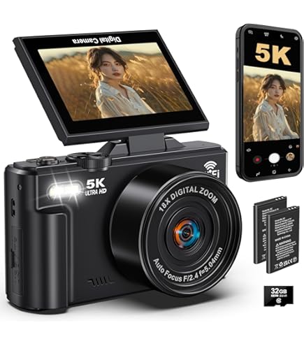 Amazon | デジタルカメラ 5K録画 デジカメ 7500万画素 WIFI転送