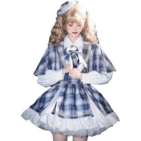 Amazon.co.jp: アイドル風な 青チェック コスプレ衣装 変装 仮装