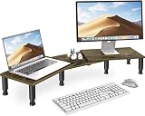 AX WABER 二台置き可能 スタンド モニター台 台 机上ラック pcスタンド 長さと角度調整デスク上置棚 卓上収納 キーボード収納 木製 モニターノートパソコン/タブレットパソコンに適用 AX08DG302