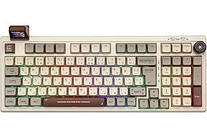 【𝟐𝟎𝟐𝟒新登場】EPOMAKER RT100 98キー ゲーミングキーボード 日本語配列 ガスケット BT5.0/2.4G/USB-C メカニカルキーボード カスタマイズ可能なディスプレイ付き ノブ 南向きLED ホットスワップ対応ソケット