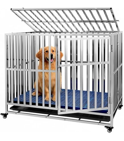 Amazon.co.jp: ステンレス製 大型犬用ケージ キャスター付き 頑丈な