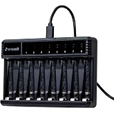 enevolt 充電器 単3 単4 兼用 8本同時充電 USB Type-C ニッケル水素電池専用 急速充電 LED残量表示 コンパクト 防災 アウトドア ブラック 3R-EVC10BK