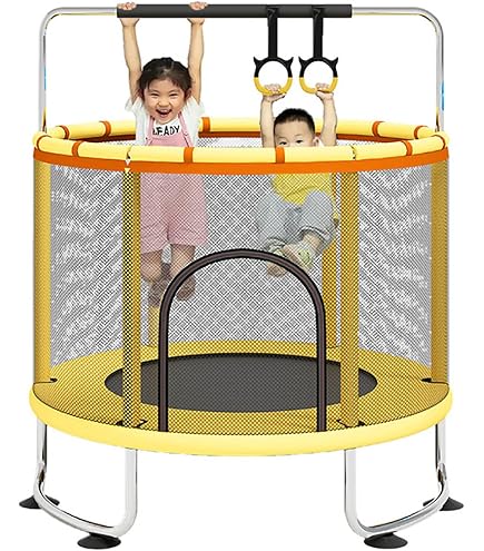 Amazon | トランポリン 140cm 3段階高さ調節 子供用 ネット付き 鉄棒