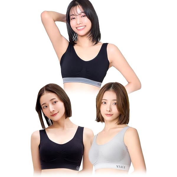 Amazon.co.jp: Viage Beauty Up Night Bra, 2-Piece Set (Black/Purple