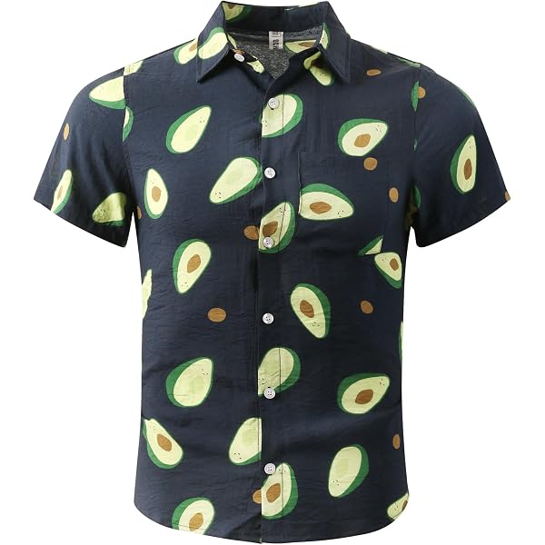 Men's Hawaiian Shirt - Flower Button Down Short Sleeve Cotton Summer Top