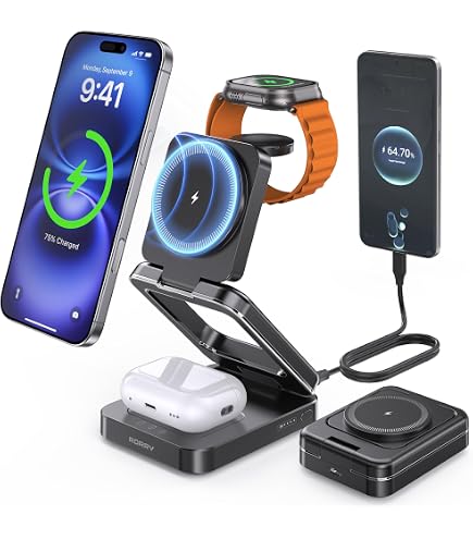 RORRY 新型番 MagSafe充電器 3in1 ワイヤレス充電器 Qi2MM Amazon.co.jp: RORRY 3in1 ワイヤレス充電器 MagSafe充電器【15W Qi2