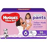 Huggies Ultra Dry Nappy Pants Girls Size 6 (15kg+) 96 Count (2 x 48 Pack) - Packaging May Vary