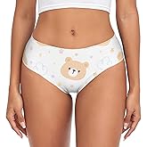 [alaza] ショーツ レディース セクシー 下着 パンツ 通気性 柔らかい 女性 女の子 クマ柄 かわいい 熊 かわいい ホワイト 伸縮性 XS