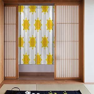 Amazon Asnivi 部屋仕切り のれん かわいい小さな太陽のイラストレーターは黄白を繰り返します おしゃれ 暖簾 玄関 キッチン リビング 飲食店 出入り口 ロング のれん カーテン 幅86 丈143cm のれん オンライン通販