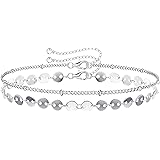 MILACOLATO 925 Sterling Silver Clasp Paperclip Chain Bracelets 14K White Gold Plated Solid Diamond-Cut Paperclip Chain Women 