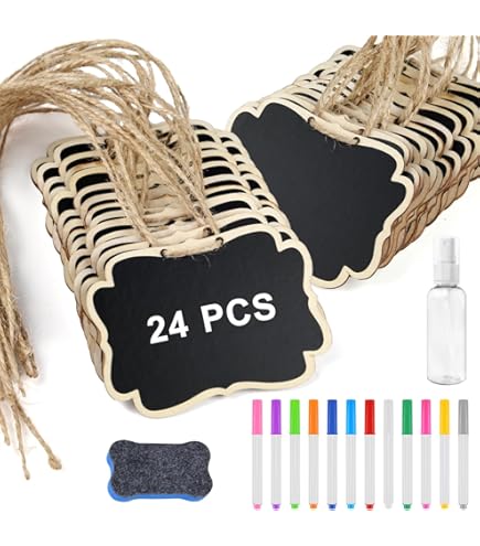 MLINS 4 PCS Mini Chalkboards Rectangular Hanging Blackboard Double Sided Chalkboard Wedding Party Table Number Place Tag Message Board Signs Memo Boa - View #9