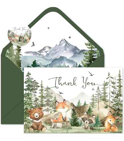 Buy 24 Safari Thank You Cards With Envelopes, Kids Or Baby Shower Thank You Note Jungle Greenery Gold 4x6 Varied Zoo Animal Giraffe Gratitude Card Pack For Party Girl Boy Children Birthday Stationery - View #9