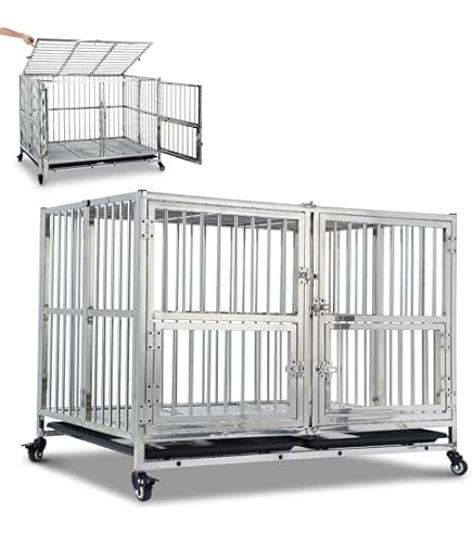 Amazon.co.jp: TIOOKA ペットケージ ステンレス 長方形 ダブルドア