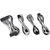 Antec電源スリーブ付きケーブル24ピン/ 8ピン 8ピン6ピンPCI-E延長ケーブルキット長さ300mm、 黒と白 (19.6inch/50cm)