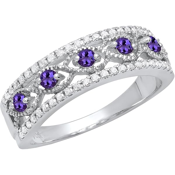 Amazon | 14 Kゴールド楕円形カットアメジスト&ラウンドカット