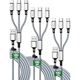 【3本セット】 3in1 充電ケーブル 急速充電 1.8m、マルチ充電ケーブル iPhone/Micro USB/USB Type-Cに対応、 USB ケーブル 3 in 1 スマホ タブレット 同時充電 マルチ USBケーブル 断線しにくい 頑丈。