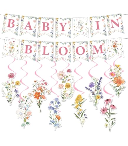 Avezano Wildblumen-Baby Hintergrund Banner – 1,8x1,1 M, Für Babyparty, Deko Mit Gold & Schmetterlingen