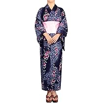 Amazon | [YUKITAC] レディース浴衣 水色 菊と桜 プリント ワン