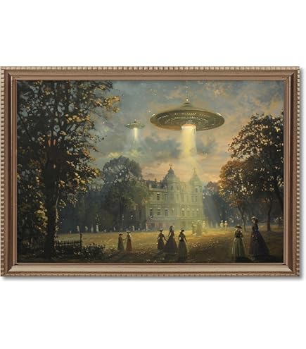 Amazon.co.jp: Godont Ufoとビクトリア朝の風景油絵アートプリント