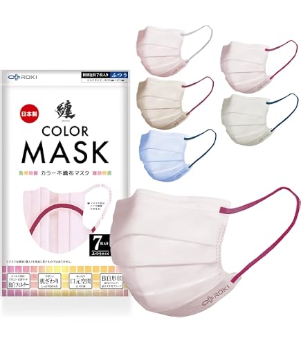 Amazon.co.jp: [ROKI] 纏 まとい 日本製 不織布 マスク バイカラー 7枚