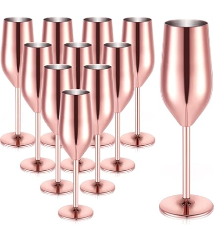 Amazon | 12個 ステンレススチール シャンパングラス 壊れない