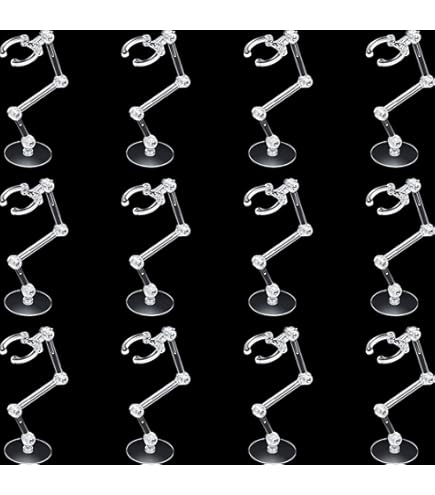 FINGERINSPIRE 3 piezas transparente Action Figure Stand y Display con 12 Clips de Cintura Ajustables Compatible con HG RG BB Toy Doll Soporte Stop Motion